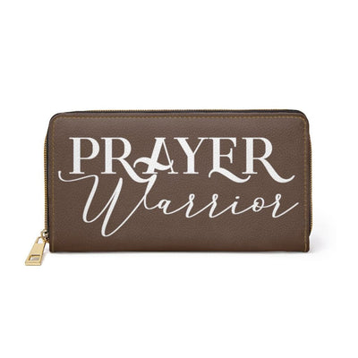 Womens Wallet Zip Purse Dark Brown & White Prayer Warrior - Bags | Zipper