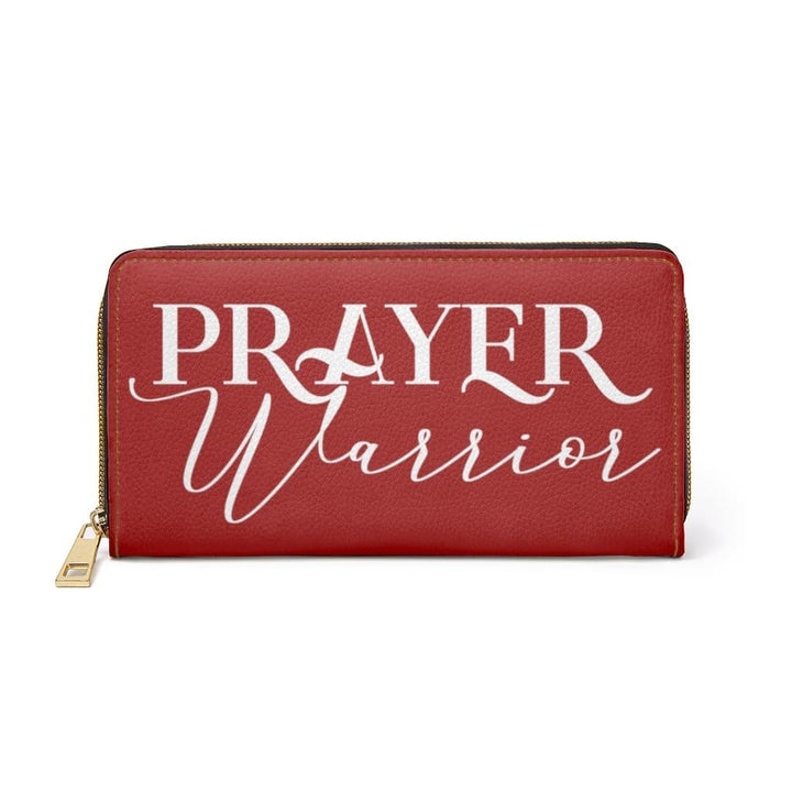 Womens Wallet - Zip Purse - Dark Red and White Prayer Warrior - Bags/Zipper