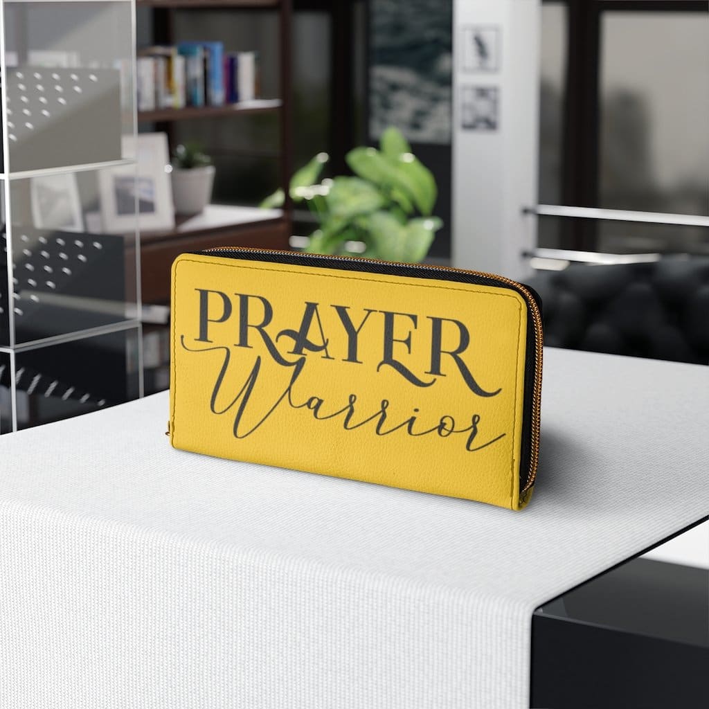 Womens Wallet - Zip Purse - Golden Yellow and Black Prayer Warrior