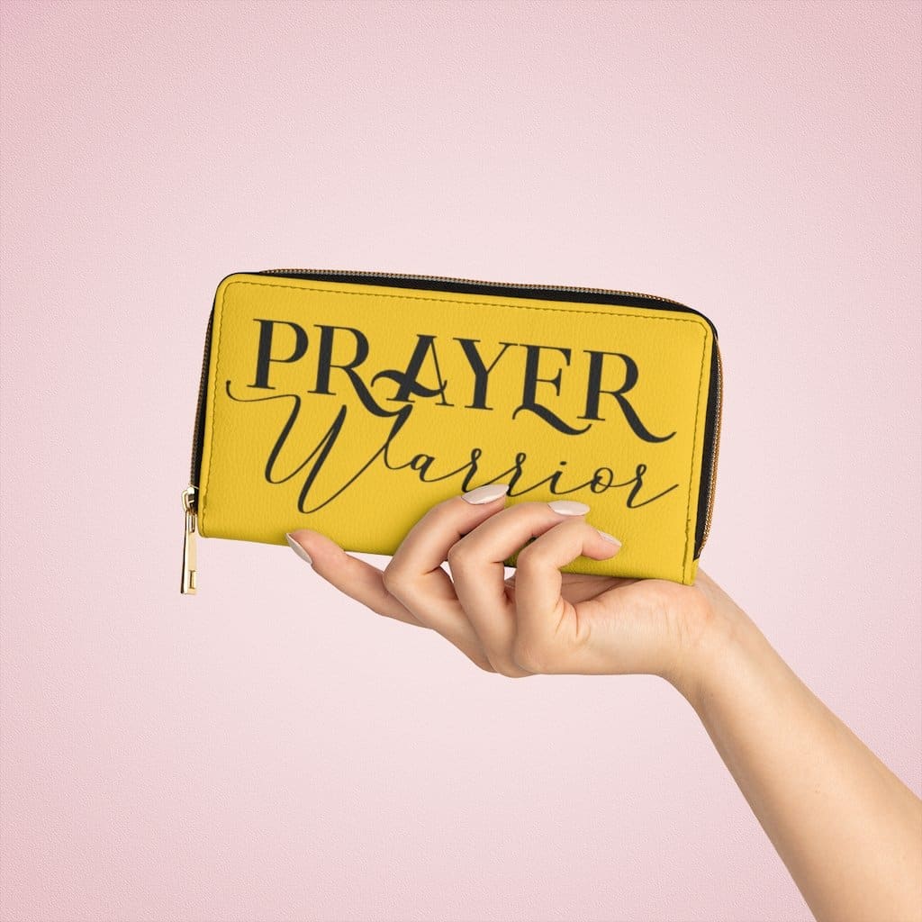 Womens Wallet - Zip Purse - Golden Yellow and Black Prayer Warrior