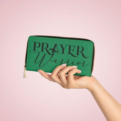 Womens Wallet Zip Purse Green & Black Prayer Warrior - Bags | Zipper Wallets