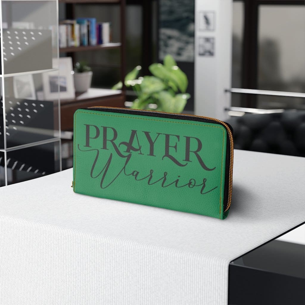 Womens Wallet Zip Purse Green & Black Prayer Warrior - Bags | Zipper Wallets