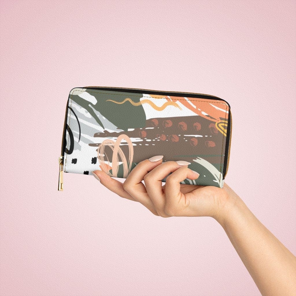 Womens Wallet Zip Purse Green & Peace Multicolor - Bags | Zipper Wallets