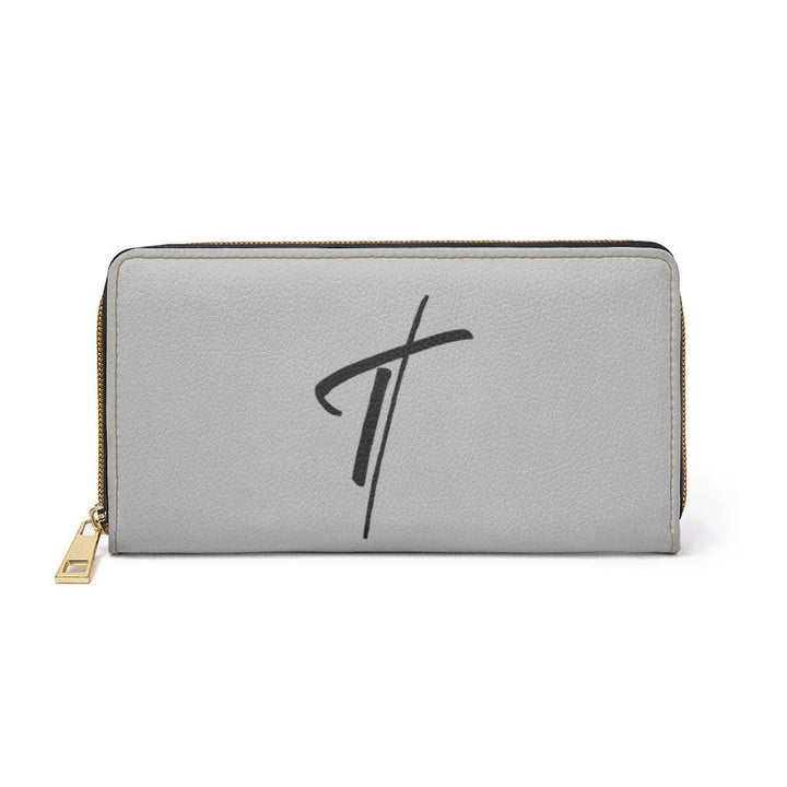 Womens Wallet - Zip Purse - Grey and Black Cross - Bags/Zipper Wallets