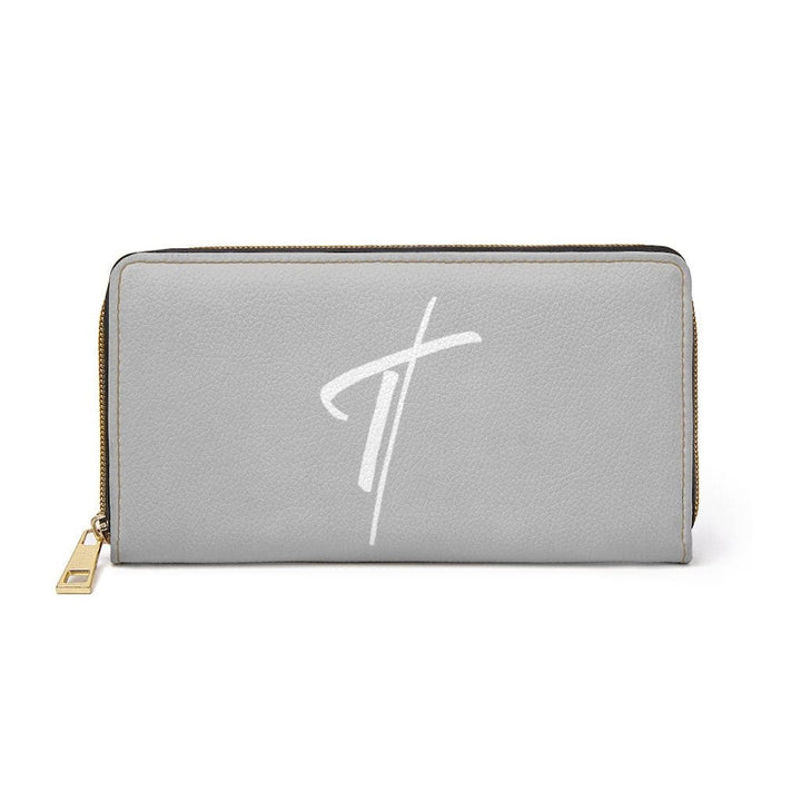 Womens Wallet Zip Purse Grey & White Cross - Bags | Zipper Wallets