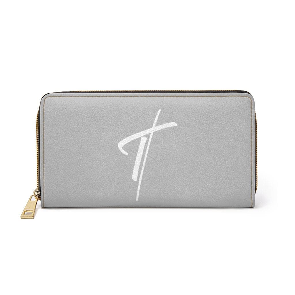 Womens Wallet Zip Purse Grey & White Cross - Bags | Wallets