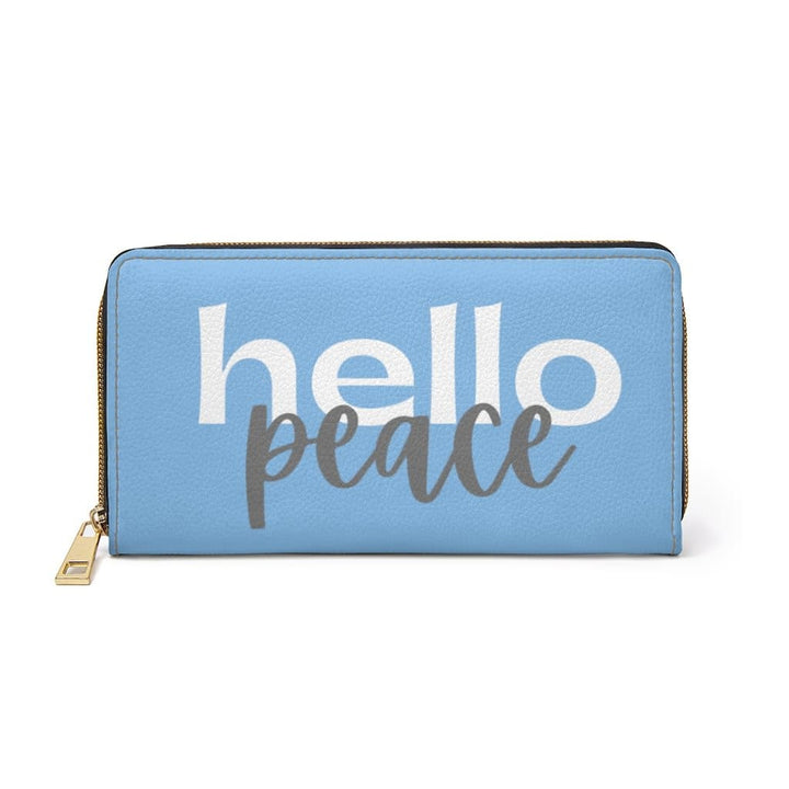 Womens Wallet Zip Purse Light Blue & White Hello Peace - Bags | Zipper Wallets