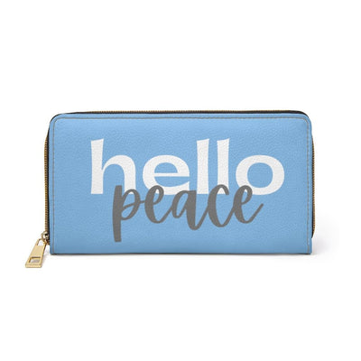 Womens Wallet Zip Purse Light Blue & White Hello Peace - Bags | Wallets