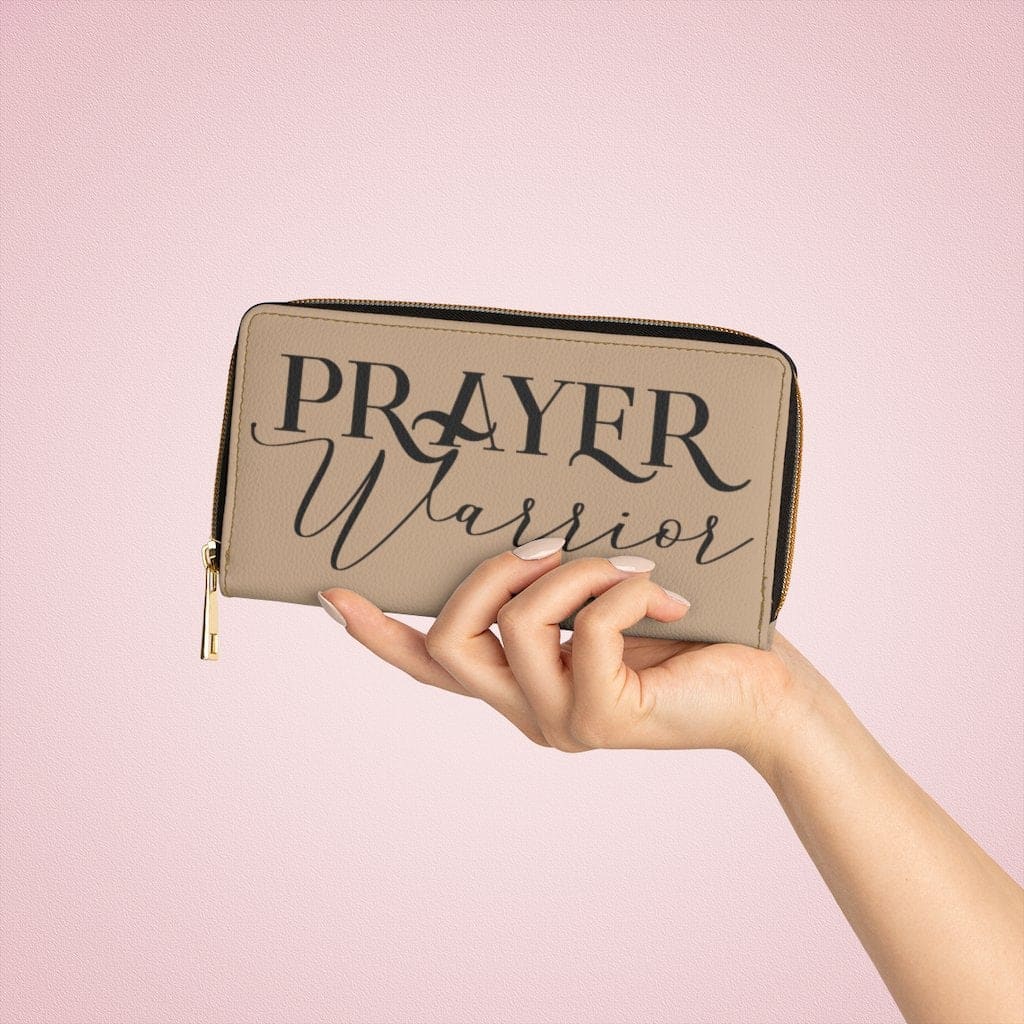 Womens Wallet Zip Purse Light Brown & Black Prayer Warrior - Bags | Wallets