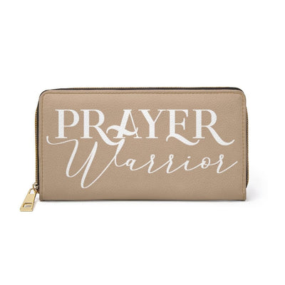 Womens Wallet Zip Purse Light Brown & White Prayer Warrior - Bags | Zipper