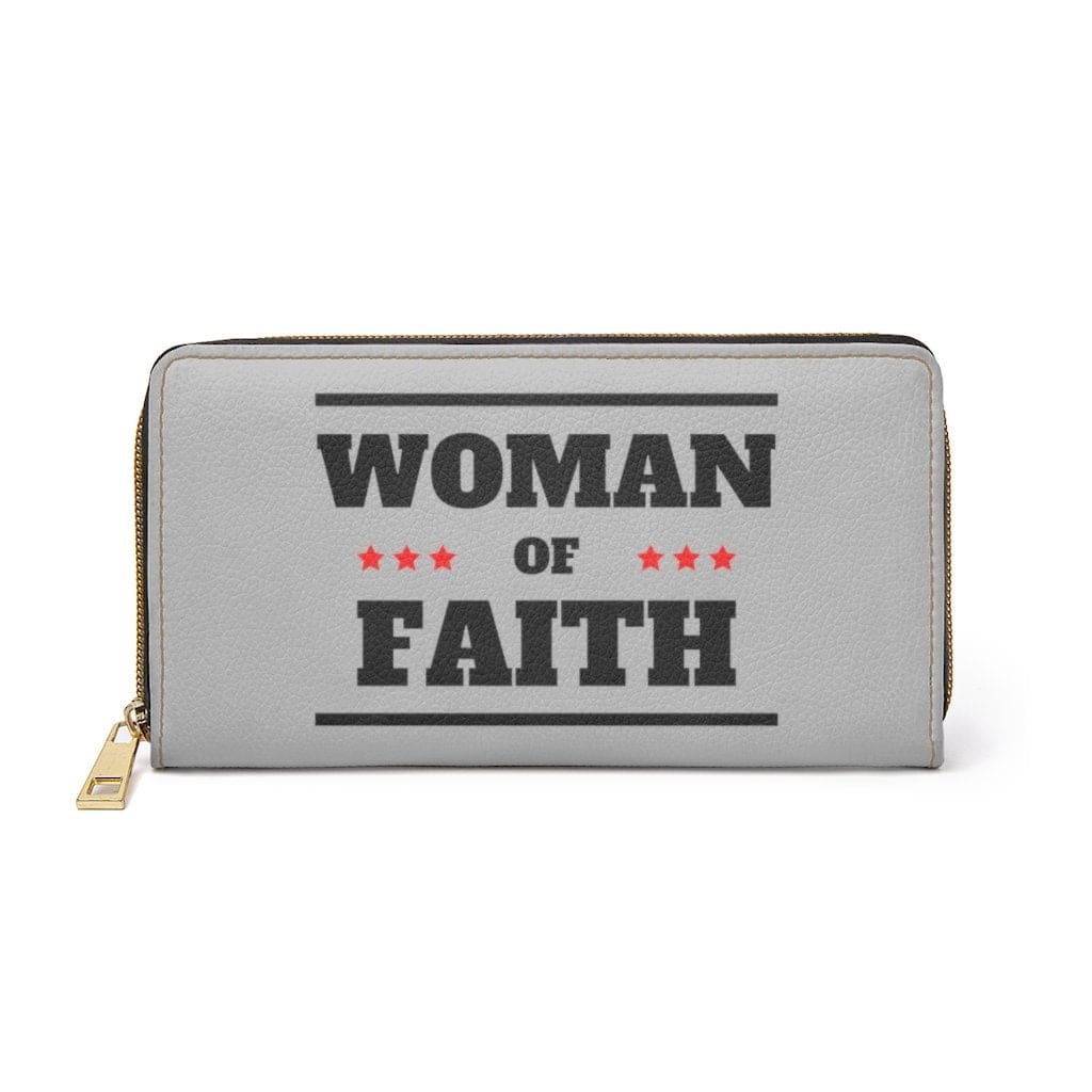 Womens Wallet Zip Purse Light Grey & Black Woman Of Faith - Bags | Zipper