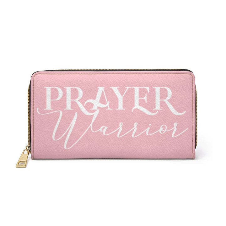 Womens Wallet - Zip Purse - Light Pink and White Prayer Warrior - Bags/Zipper