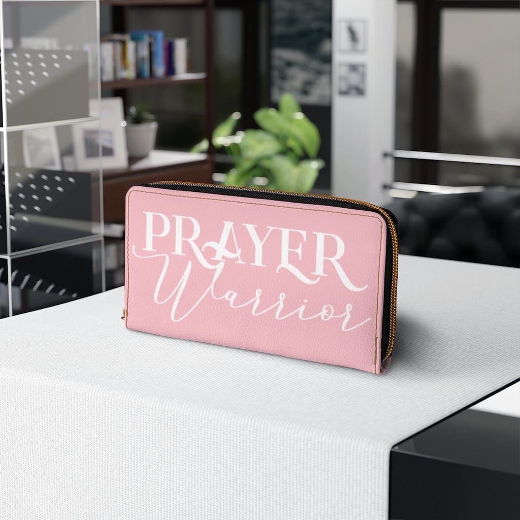 Womens Wallet Zip Purse Light Pink & White Prayer Warrior - Bags | Wallets