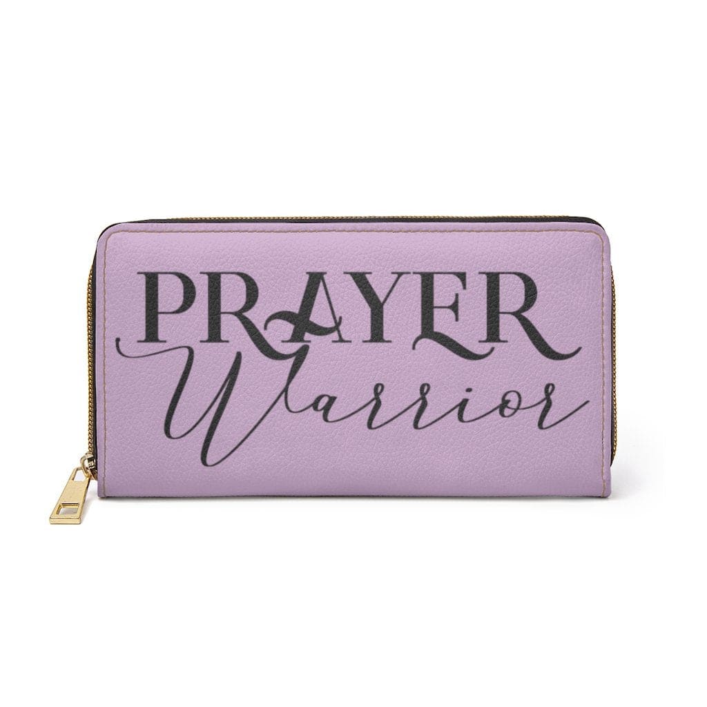 Womens Wallet - Zip Purse - Light Purple and Black Prayer Warrior - Bags/Zipper