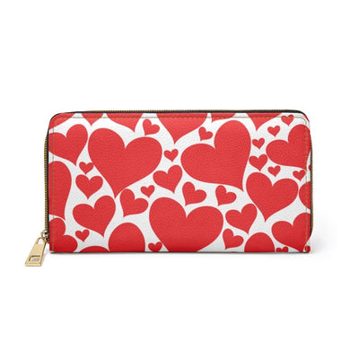 Womens Wallet Zip Purse Love Red Hearts - Bags | Zipper Wallets