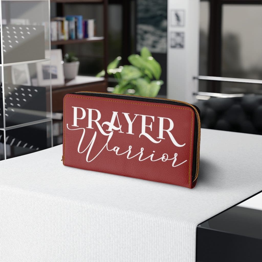 Womens Wallet Zip Purse Maroon & White Prayer Warrior - Bags | Zipper Wallets