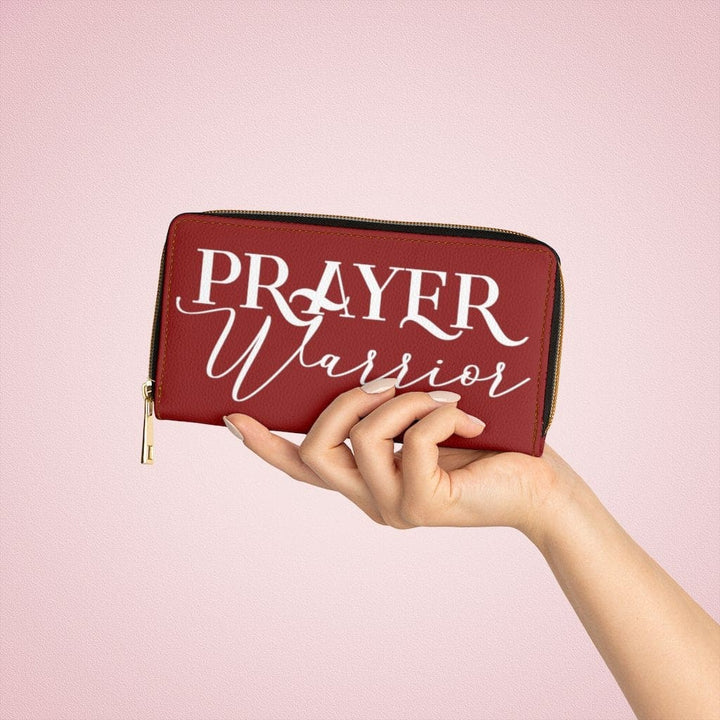Womens Wallet Zip Purse Maroon & White Prayer Warrior - Bags | Zipper Wallets