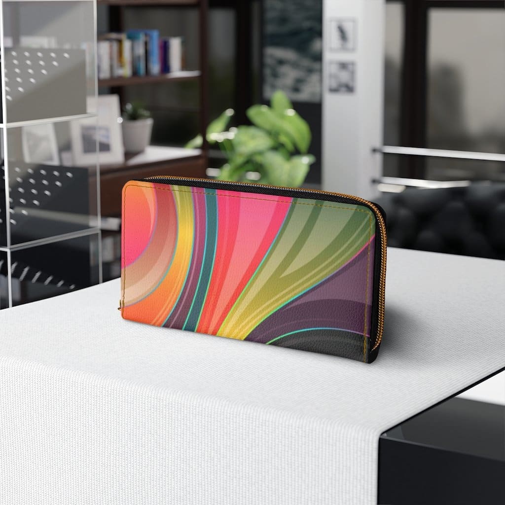 Womens Wallet Zip Purse Multicolor Circular Swirl - Bags | Wallets