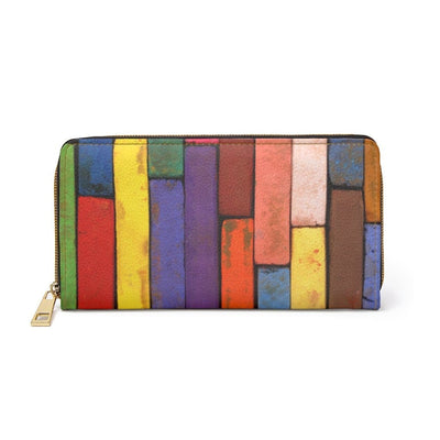 Womens Wallet Zip Purse Multicolor Colorblock Brick - Bags | Zipper Wallets