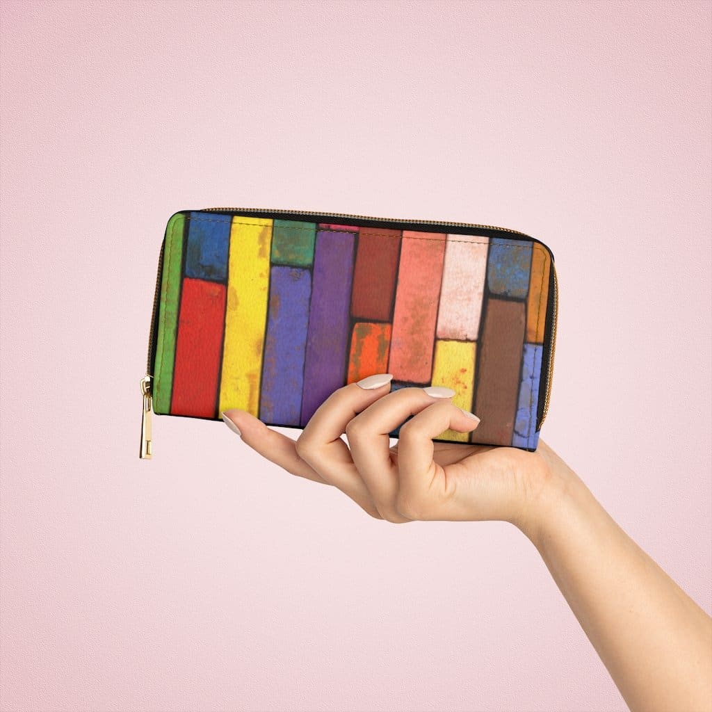 Womens Wallet Zip Purse Multicolor Colorblock Brick - Bags | Wallets