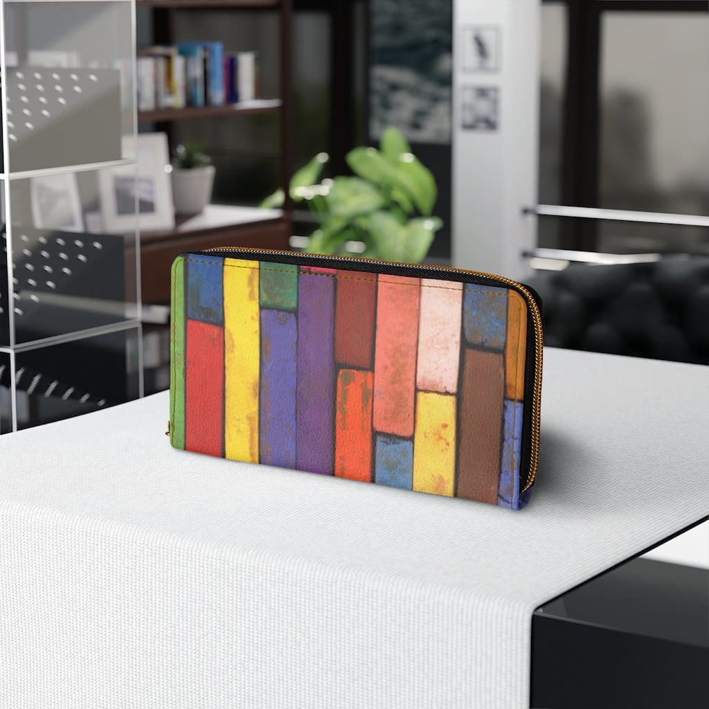 Womens Wallet Zip Purse Multicolor Colorblock Brick - Bags | Zipper Wallets