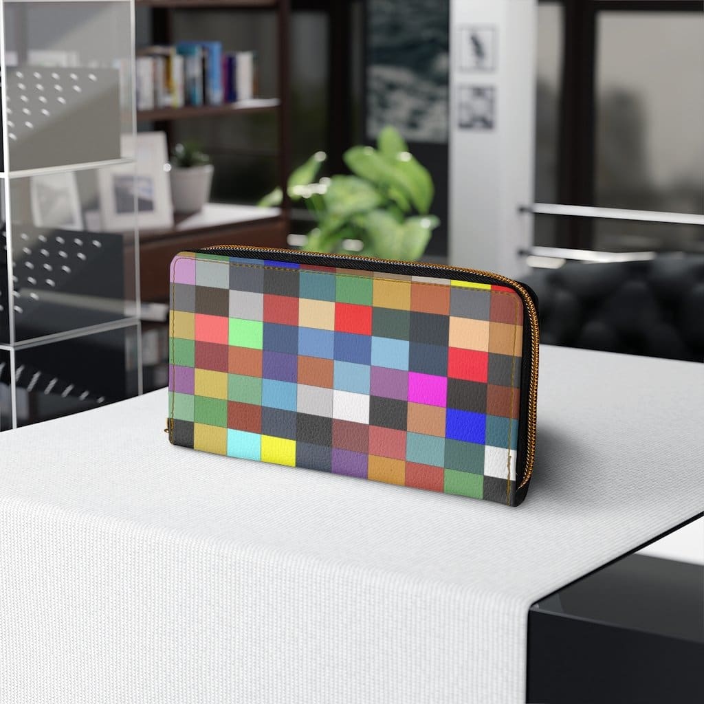 Womens Wallet Zip Purse Multicolor Colorblock - Bags | Zipper Wallets