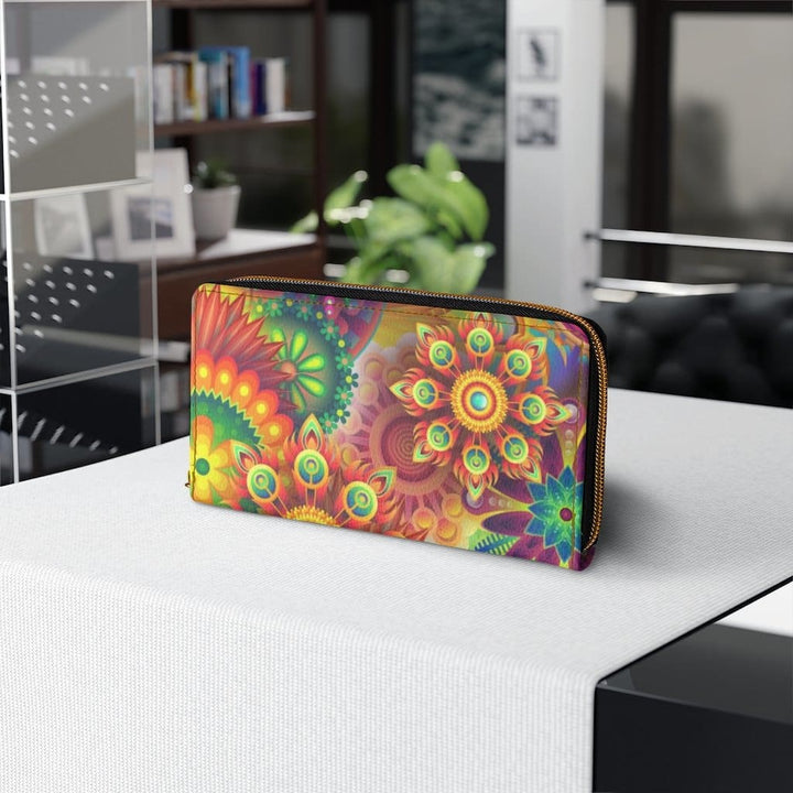 Womens Wallet Zip Purse Multicolor Geometric Floral - Bags | Zipper Wallets