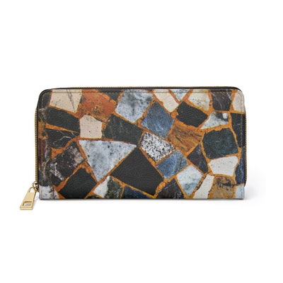 Womens Wallet Zip Purse Multicolor Geometric Stone - Bags | Zipper Wallets