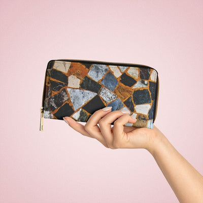 Womens Wallet Zip Purse Multicolor Geometric Stone - Bags | Wallets