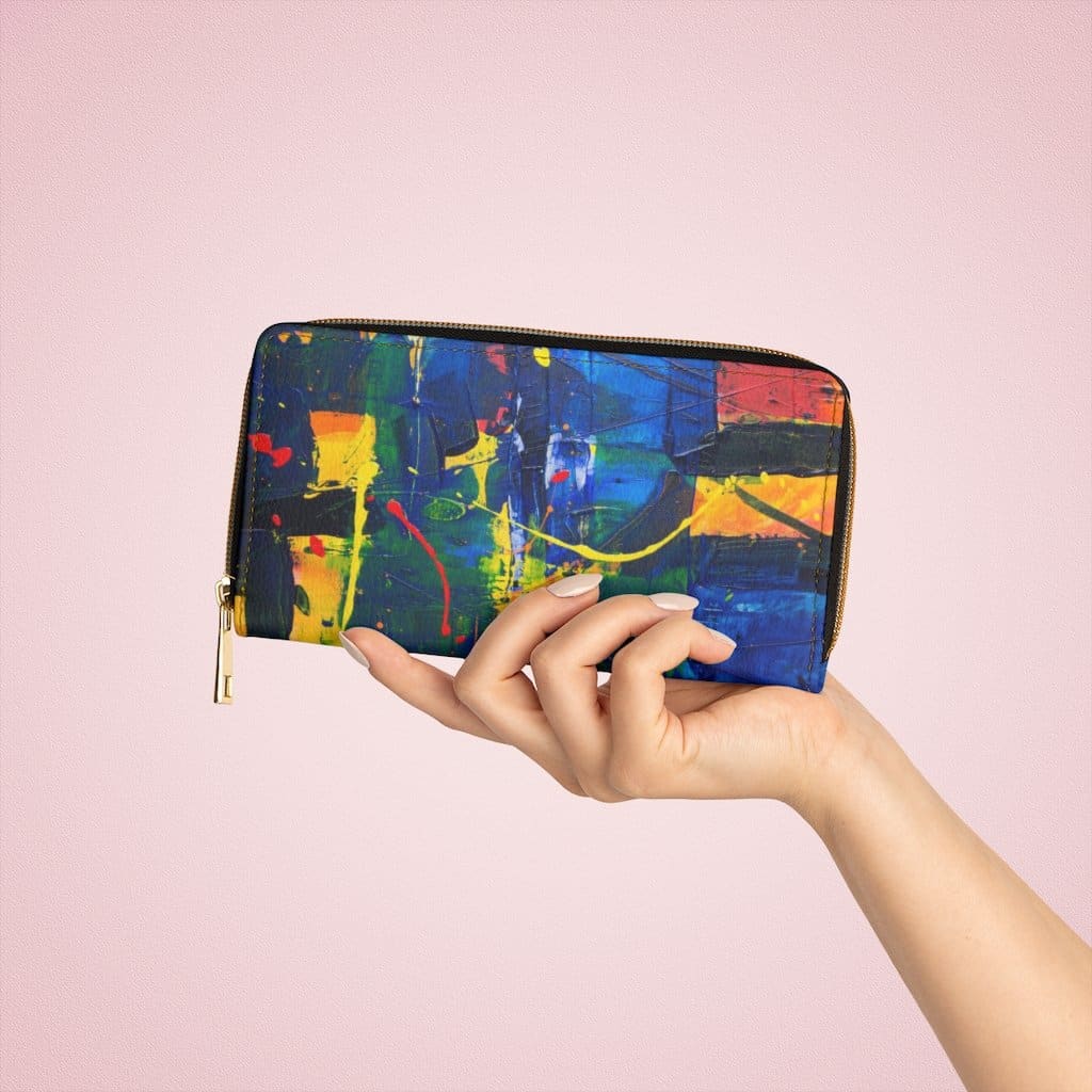 Womens Wallet - Zip Purse - Multicolor Paint - Bags/Zipper Wallets