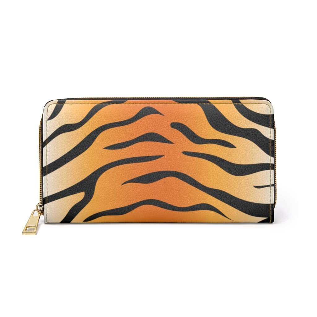 Womens Wallet - Zip Purse - Orange and Black Tiger Stripe - Bags/Zipper Wallets