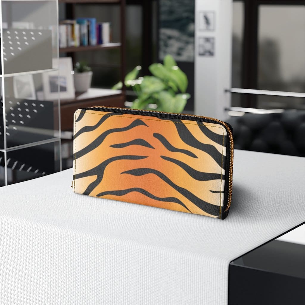 Womens Wallet Zip Purse Orange & Black Tiger Stripe - Bags | Zipper Wallets
