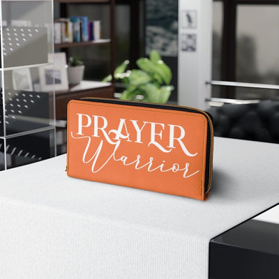 Womens Wallet Zip Purse Orange & White Prayer Warrior - Bags | Zipper Wallets