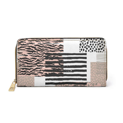Womens Wallet Zip Purse Pastel Tri - color Geometric - Bags | Zipper Wallets