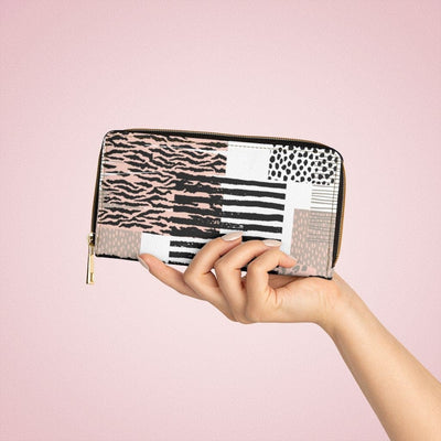 Womens Wallet Zip Purse Pastel Tri - color Geometric - Bags | Zipper Wallets