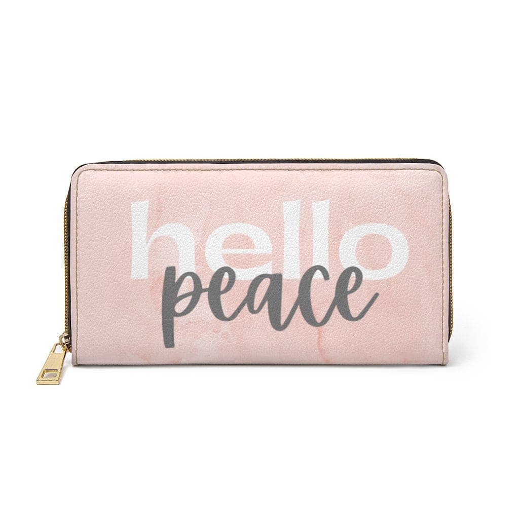 Womens Wallet Zip Purse Pearly Pink & White Hello Peace - Bags | Zipper Wallets