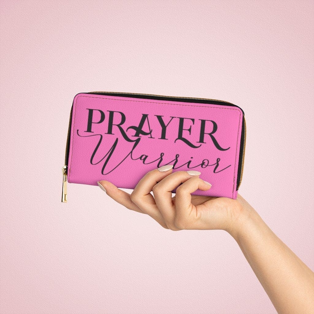Womens Wallet Zip Purse Pink & Black Prayer Warrior - Bags | Zipper Wallets