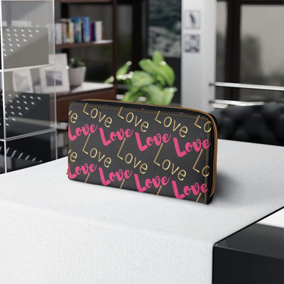 Womens Wallet Zip Purse Pink & Gold Love - Bags | Wallets