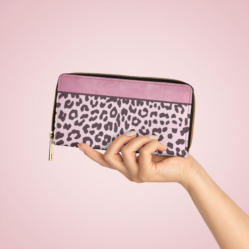 Womens Wallet - Zip Purse - Pink Leopard - Bags/Zipper Wallets