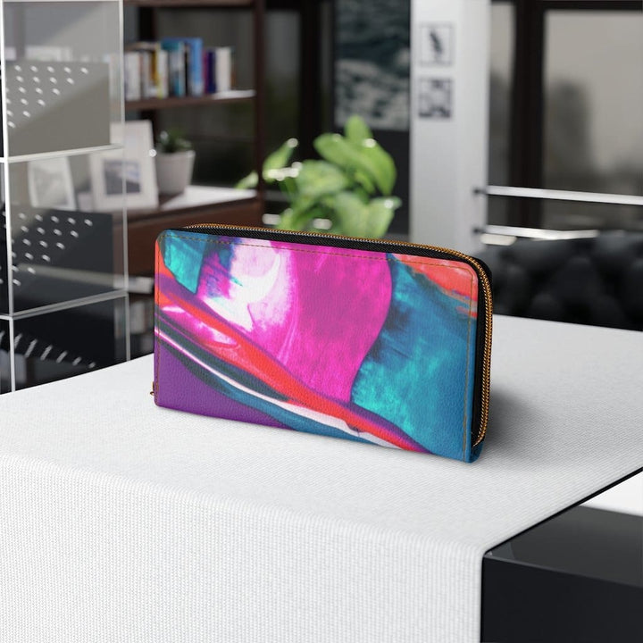 Womens Wallet - Zip Purse - Pink and Purple Multicolor - Bags/Zipper Wallets