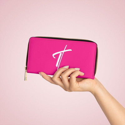 Womens Wallet Zip Purse Pink & White Cross - Bags | Wallets