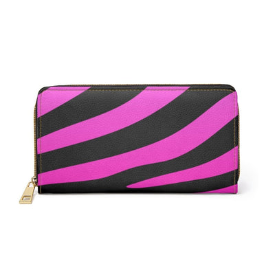 Womens Wallet Zip Purse Purple & Black Zebra Stripe - Bags | Zipper Wallets