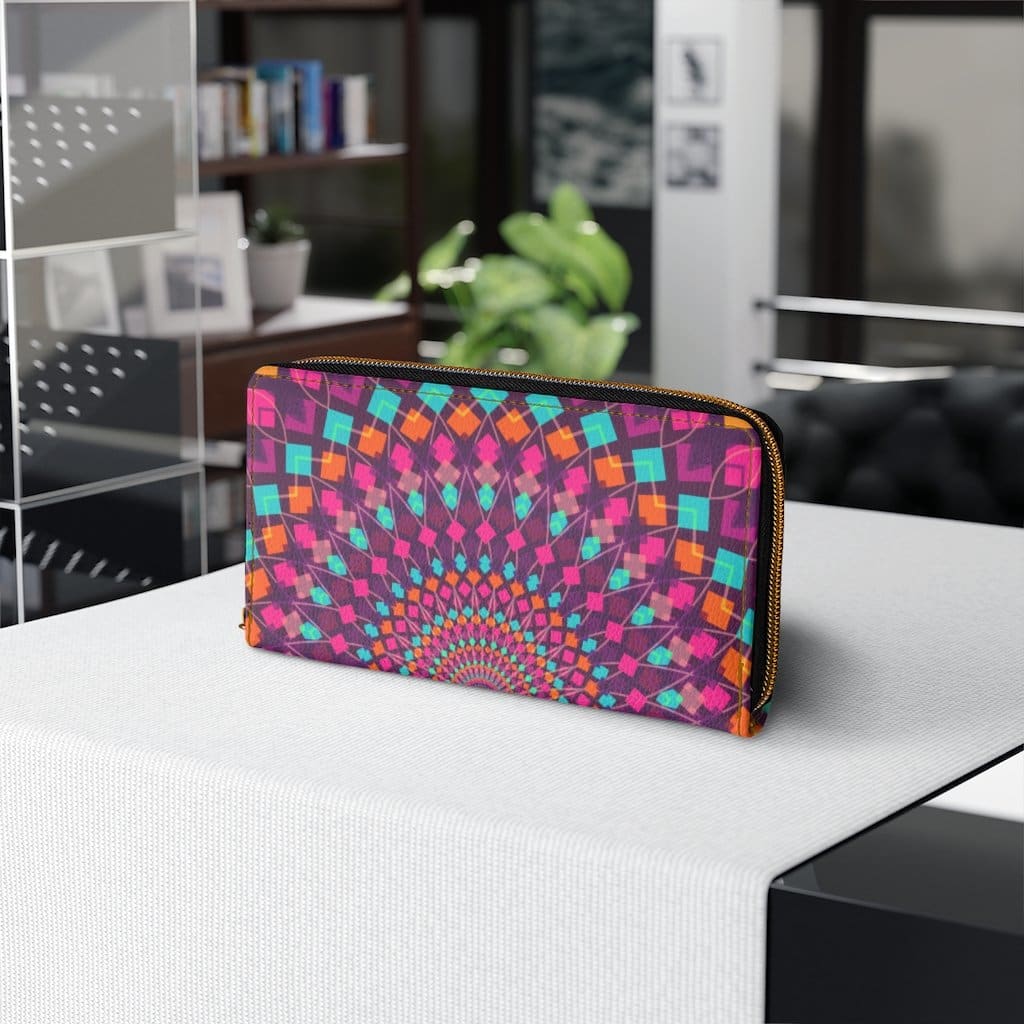 Womens Wallet - Zip Purse - Purple Kaleidoscope - Bags/Zipper Wallets