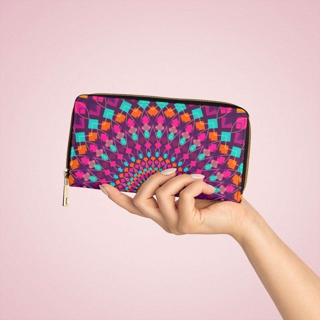 Womens Wallet Zip Purse Purple Kaleidoscope - Bags | Wallets