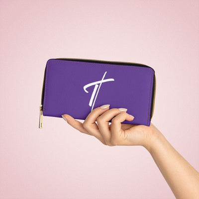 Womens Wallet Zip Purse Purple & White Cross - Bags | Zipper Wallets