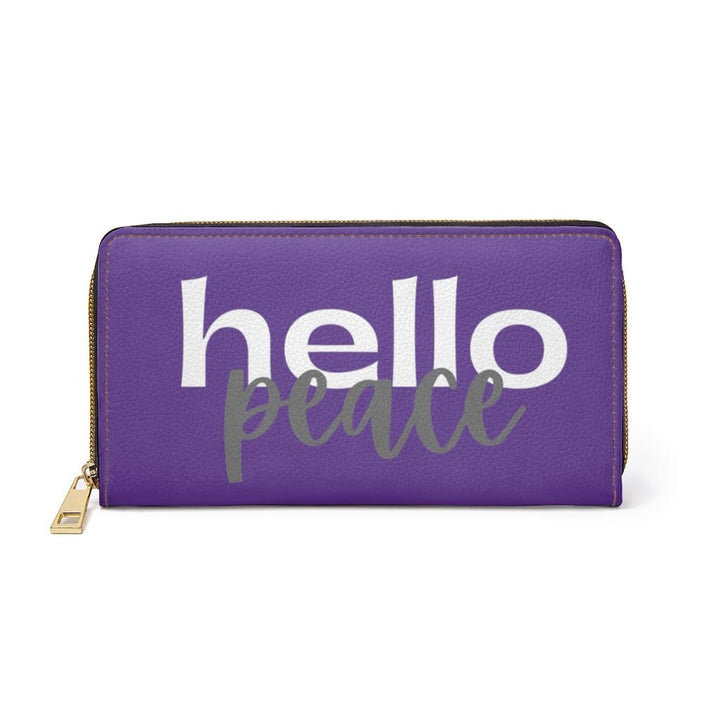 Womens Wallet Zip Purse Purple & White Hello Peace - Bags | Zipper Wallets