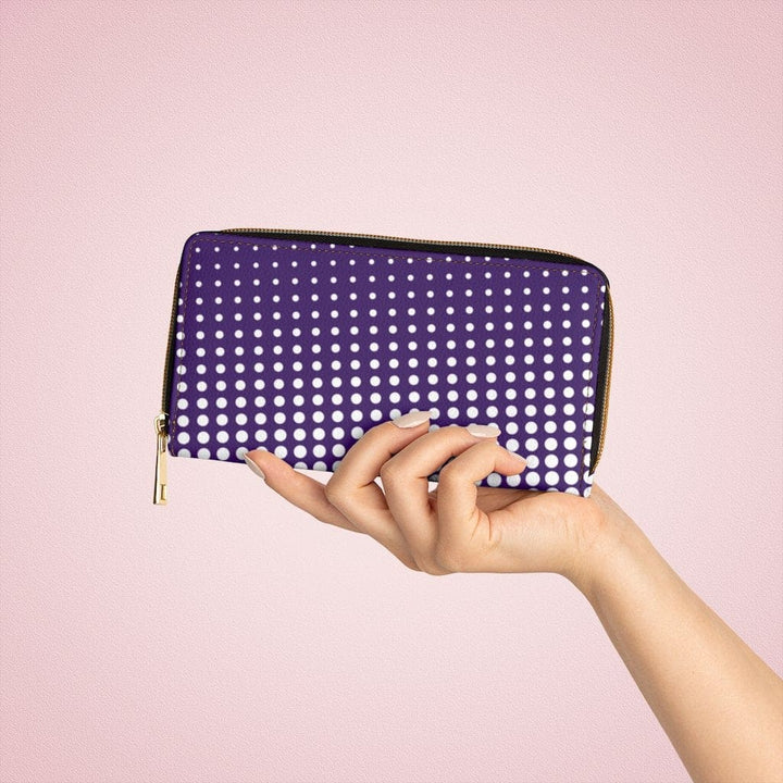 Womens Wallet Zip Purse Purple & White Polka Dot - Bags | Zipper Wallets