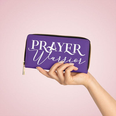 Womens Wallet Zip Purse Purple & White Prayer Warrior - Bags | Zipper Wallets