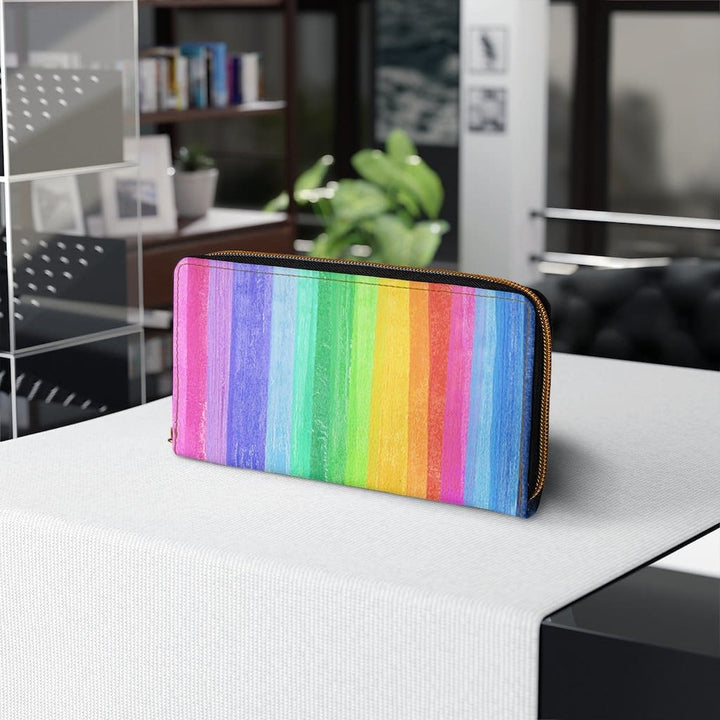 Womens Wallet Zip Purse Rainbow Stripe Pastel - Bags | Zipper Wallets