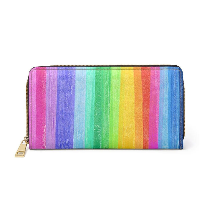 Womens Wallet Zip Purse Rainbow Stripe Pastel - Bags | Zipper Wallets